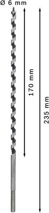 Bosch PRO Wood Auger Bit 6mm with 170mm working length.