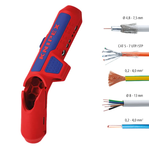 Knipex ErgoStrip® Universal-Abmantelungswerkzeug für Linkshänder 16 95 02 SB