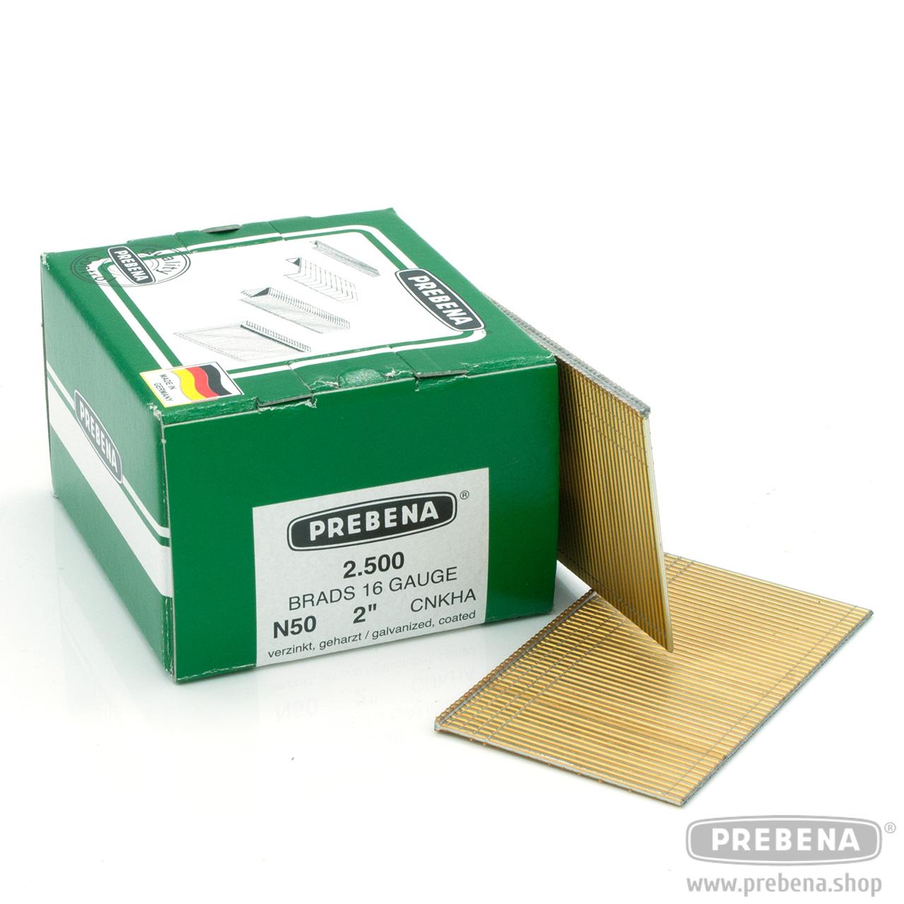 Prebena Stauchkopfnägel (Brads) N50CNKHA 50mm verzinkt geharzt