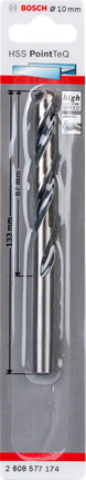 Broca helicoidal Bosch HSS PointTeQ de 10 mm.