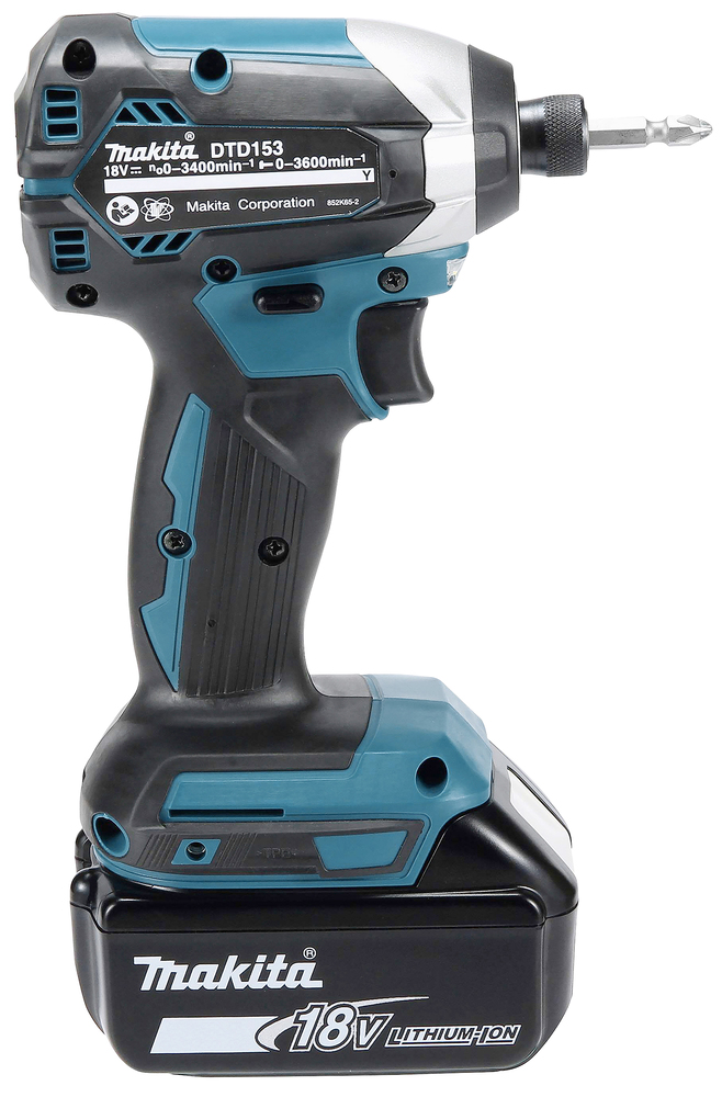 Makita Akku-Schlagschrauber DTD153RTJ 18V 5.0Ah 170Nm bürstenlos mit 2 Akkus und Ladegerät im MAKPAC