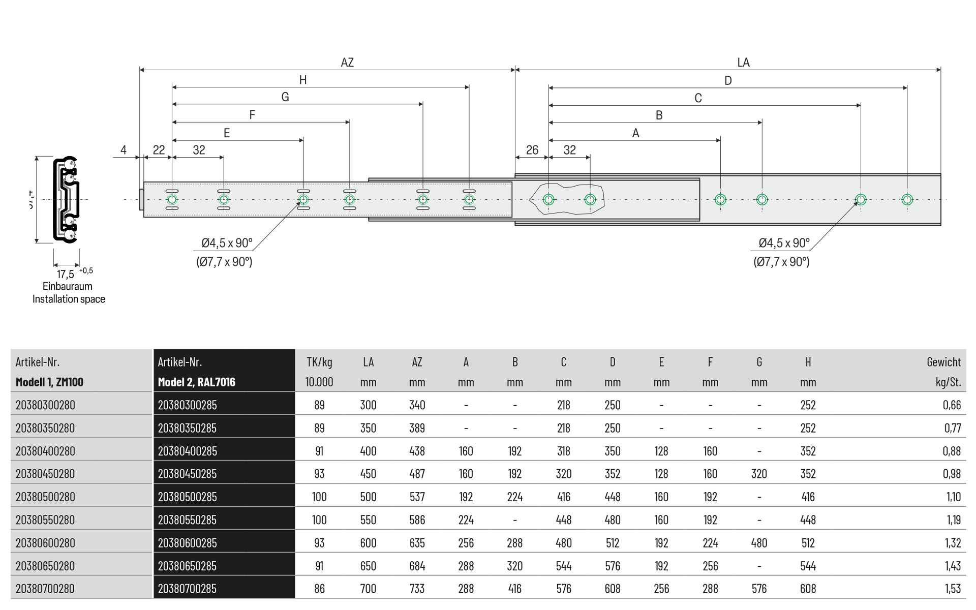 Schiene, Schubladenführung, Metallführung, Laufbahn, Lagerung
