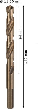 Bosch PRO HSS-Co twist drill bit 11.5 mm diameter., Spiralbohrer, Metallbohrer, Spiralnut, goldfarben