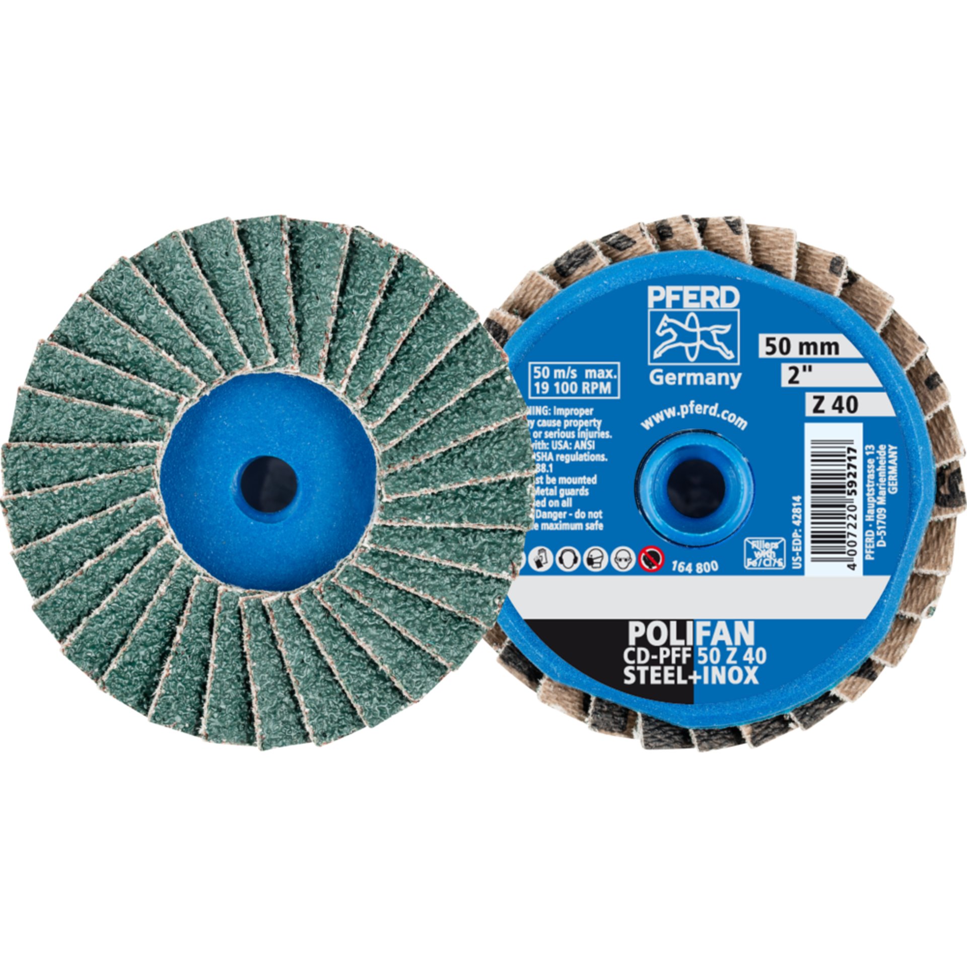 Pferd COMBIDISC Zirkon Mini-POLIFAN CD Ø 50mm Z40 für gehärteten Stahl