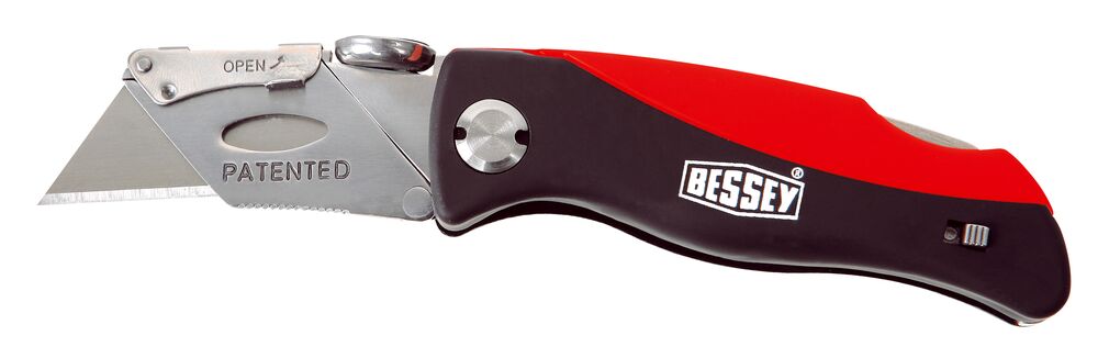 Bessey Cuttermesser mit Kunststoffgriff DBKPH 160mm Gesamtlänge 28mm Schnittlänge Klingenfach 5 Ersatzklingen Gürtelclip