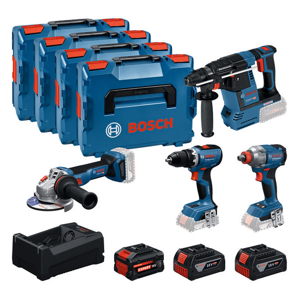 Bosch PRO 18V Werkzeug-Set GSR 18V-65+GDX 18V-285+GBH 18V-26+GWS 18V-11
