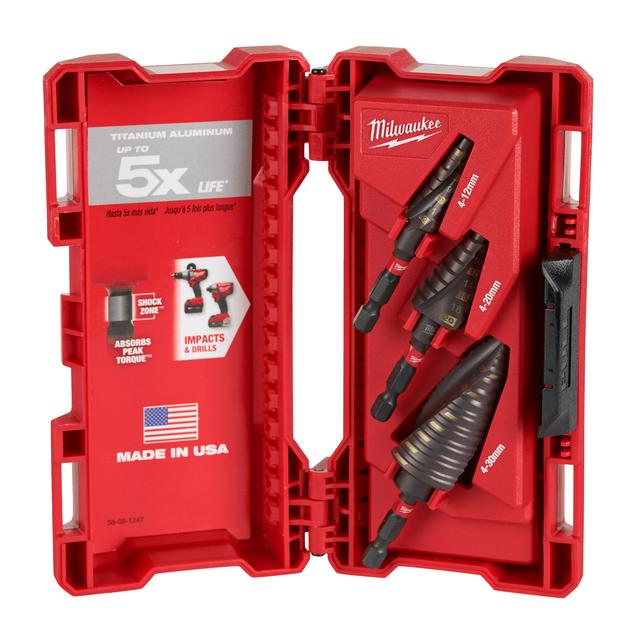 Milwaukee 3-teiliges Set SHOCKWAVE Stufenbohrer Set