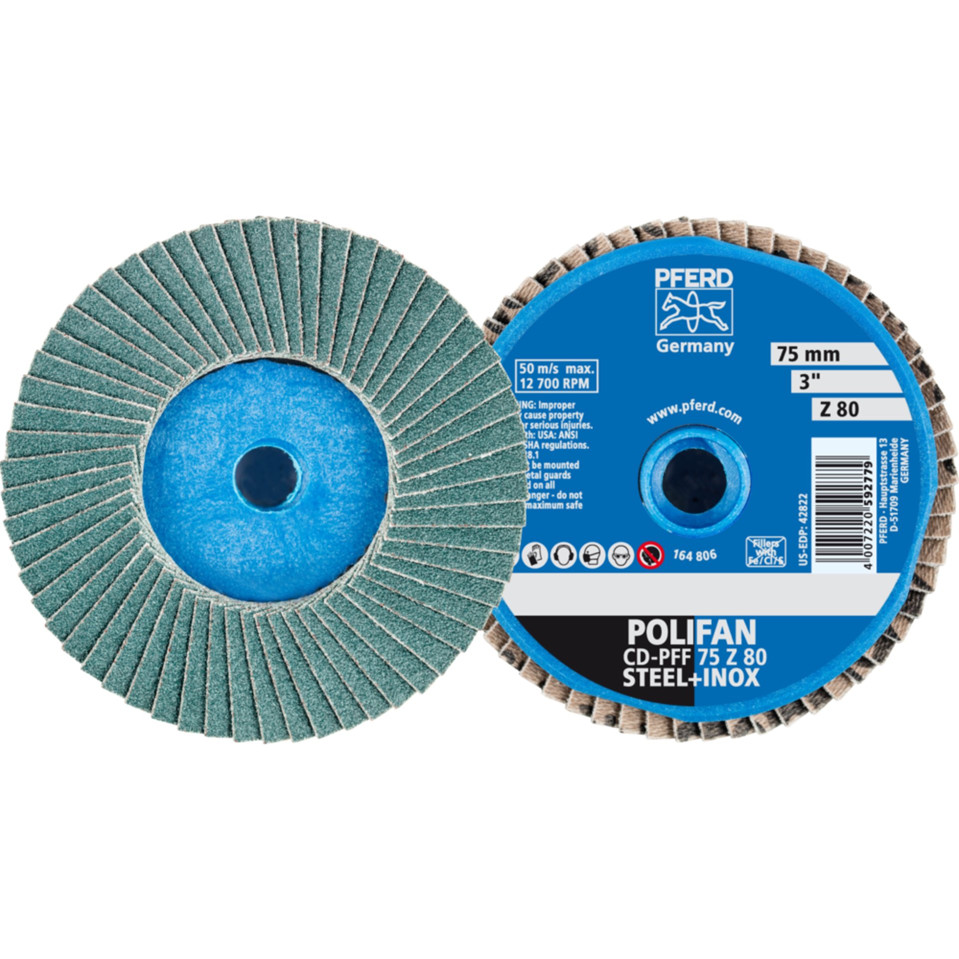 Pferd COMBIDISC Zirkon Mini-POLIFAN CD Ø 75 mm Z80 für gehärteten Stahl