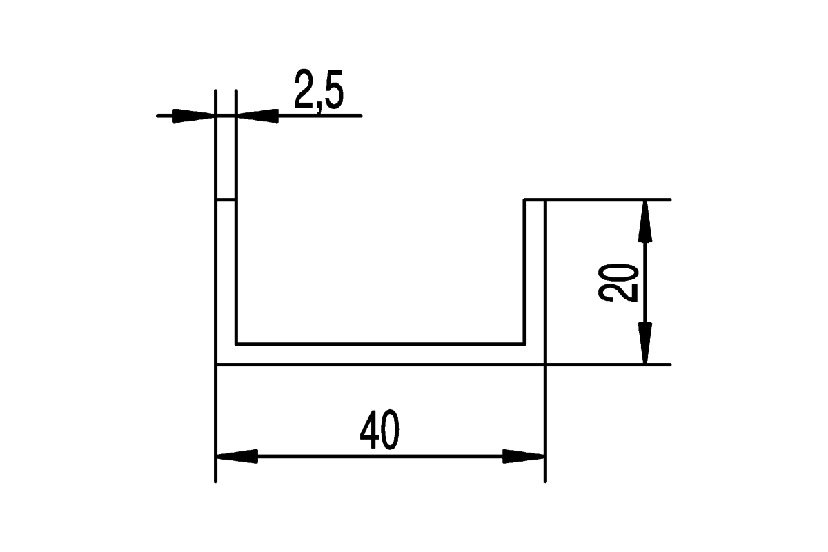 Woelm HELM 140 U-Schiene Aluminium blank 6000mm zum Anschrauben