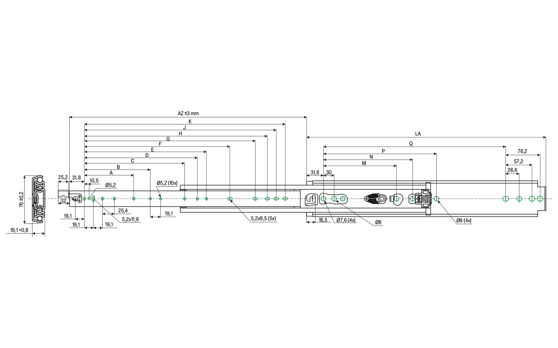 lineares rahmenprofil, technische zeichnung, mechanische schemata, schlitzführung, montageprofil