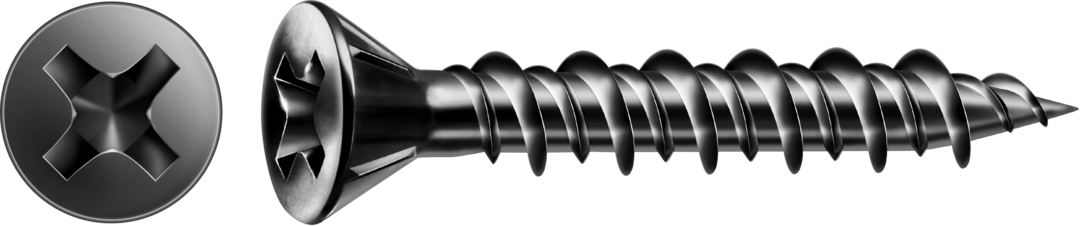 SPAX GIX-C Senkkopf Fraesrippen H2 Hilo-Gewinde phos. sw 3,9x35mm (1000)