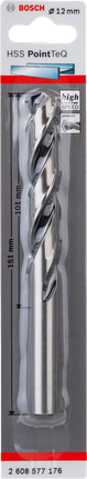 Broca helicoidal Bosch HSS PointTeQ de 12 mm para metal.