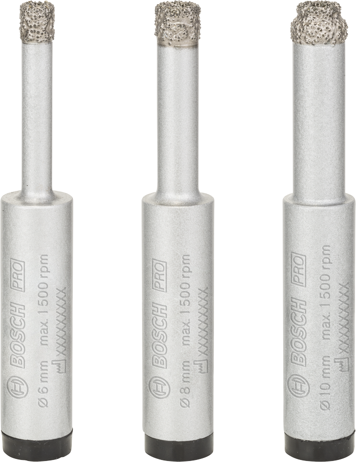 PRO Ceramic dry, Diamantbohrer, Bohrkrone, Metall, Silberfarben, Drei Größen