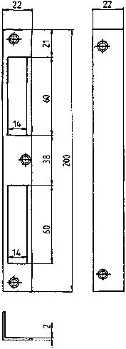 BEVER Winkelschließblech 4 HT,22x200x22 rd,verzinkt