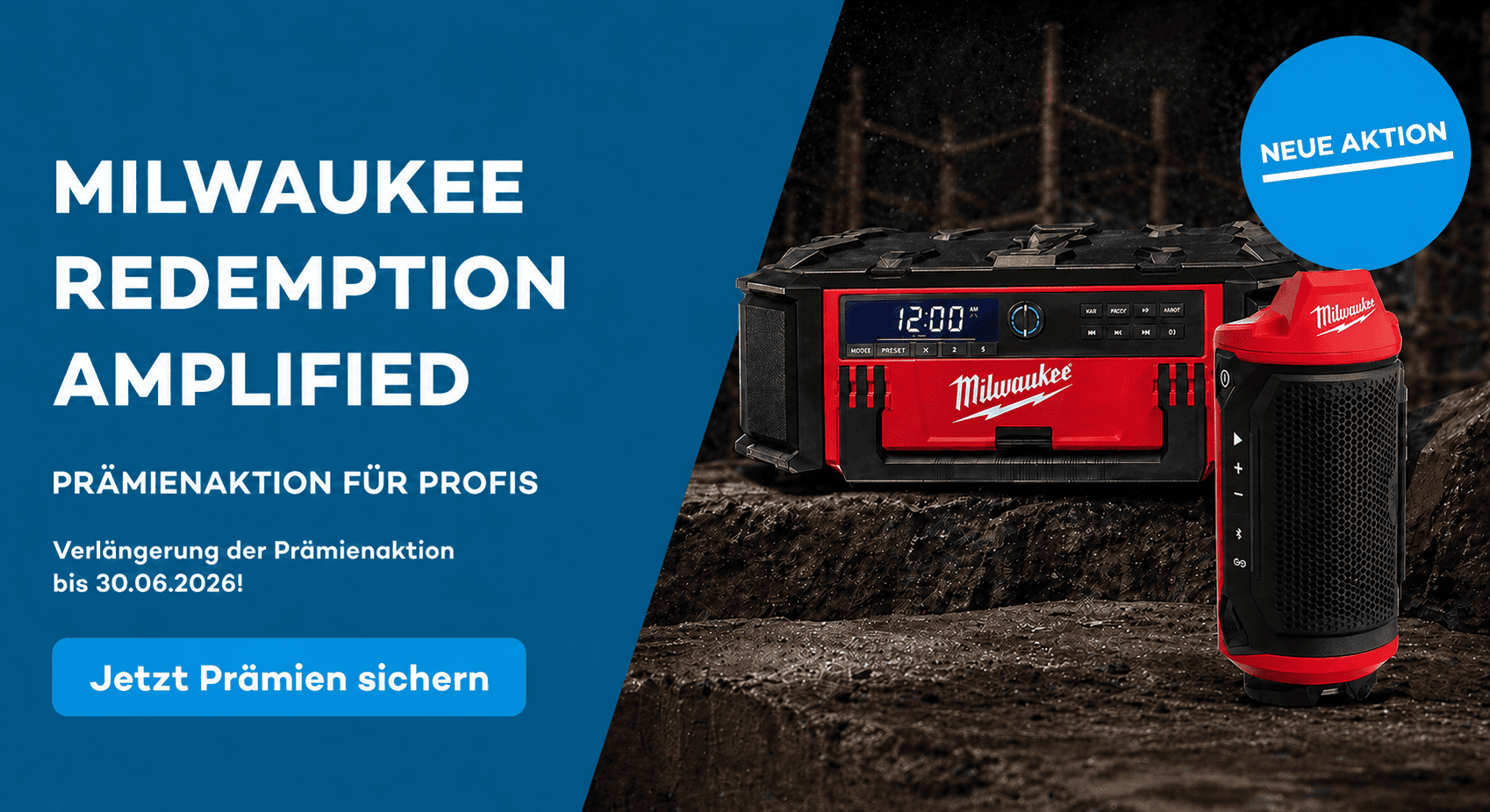 Boombox, Lautsprecher, Rot-schwarz, Robust, Tragbar, tragbarerspeicher, Bluetooth-Lautsprecher, Milwaukee, rotes Gerät, Digitalanzeige