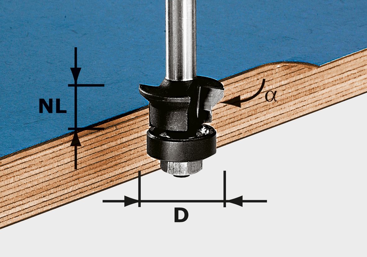 Fase-Bündigfräser HW S8 D24/0° +45°, Holz, Klammer, Gerät, Werkzeug