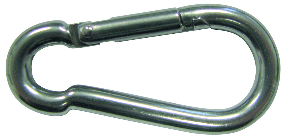 HSI Feuerwehrkarabinerhaken mit Klappfeder Edelstahl blank