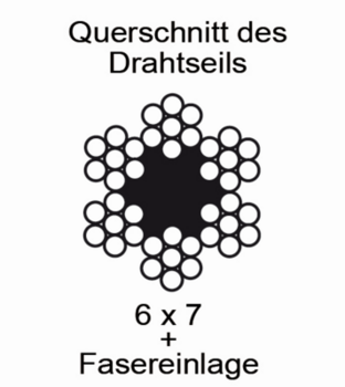 Vormann Stahldrahtseil 4/5mm 6x7+Faser kunststoffummantelt 80m