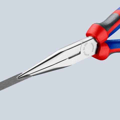 Knipex Flachrundzange mit Schneide (Storchschnabelzange) 26 15 200 200mm verchromt mit Comfort-Griffen