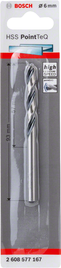 Object #200257723: 2608577167_bo_pro_p_f_1, HSS-Spiralbohrer, Metallbohrer, 6 mm Durchmesser, Stahl, Bosch PointTeQ