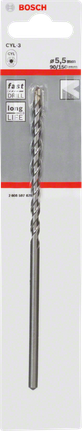 Bosch concrete drill bit CYL-3 5.5mm long life., Steinbohrer, 5,5 mm, Spiralnut, Hartmetallspitze, Zylinderschaft