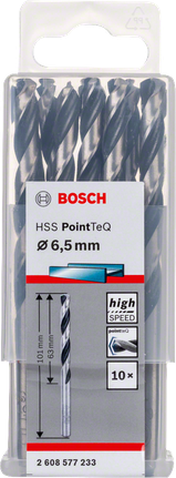 Bosch HSS PointTeQ 6.5mm twist drill bit set.