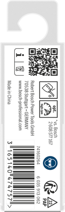 Bosch PRO Metal HSS-G Spiralbohrer 1,4 mm, 10er-Packung, Papieretikett, Produktanhänger, QR-Code, Barcode, Weiß