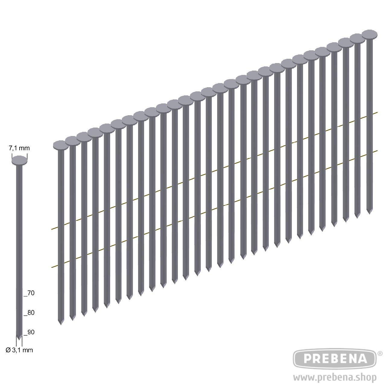 Prebena Coilnägel CNW31/90BK blank Glattschaft 90mm 3600 Stück