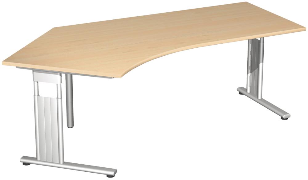 Geramöbel Schreibtisch Flex, C-Fuß, HxBxT: 680–820x2166x800/1130 mm (links), 135°