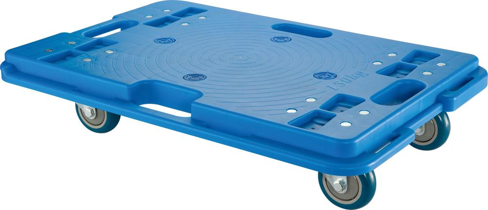 Allzweckroller verkettbar, mit 4 PU-Rollen blau, Tragkraft 150 kg