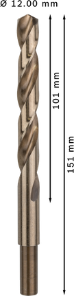 Bosch PRO HSS-Co Twist Drill Bit 12 mm for stainless steel., Metallbohrer, Spiralbohrer, goldfarben, 12 mm