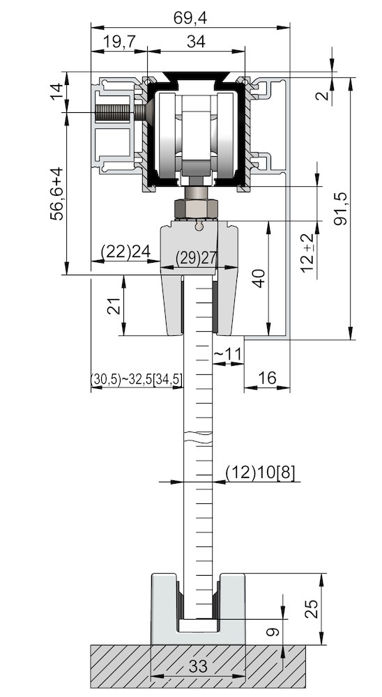 OT-Abdeckkappe,für Abstandsprofil, 140, Aluminium, edelstahloptik eloxiert