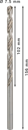 Bosch PRO Metal HSS-G twist drill bit 7.5 mm diameter., Spiralbohrer, Metallbohrer, silberfarben, Spiralnut, Zylinderschaft
