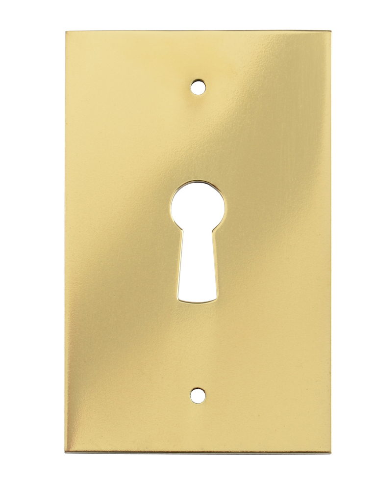 Junie Schlüsselschild 2107  eckig H:56mm B:34mm Messing poliert z.Aufschrau