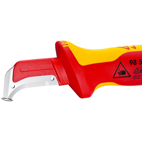 Knipex Abmantelungsmesser 98 55 VDE-geprüft mit Gleitschuh und Hakenklinge 180 mm
