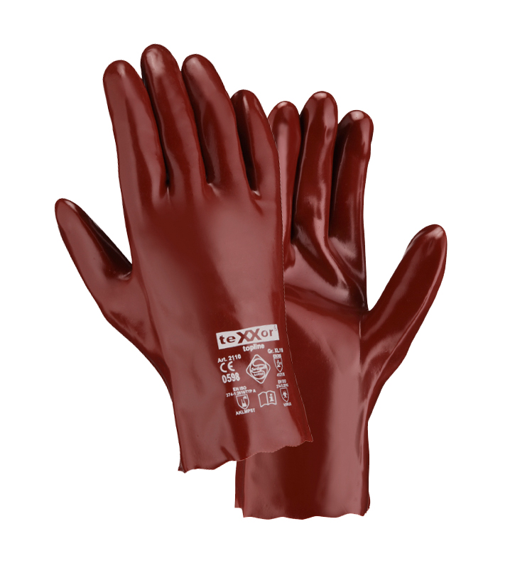 teXXor® topline Chemikalienschutz-Handschuhe PVC ROTBRAUN