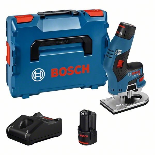 Bosch Akku-Kantenfräse GKF 12V-8, mit 2 x 3.0 Ah Li-Ion Akku, L-BOXX