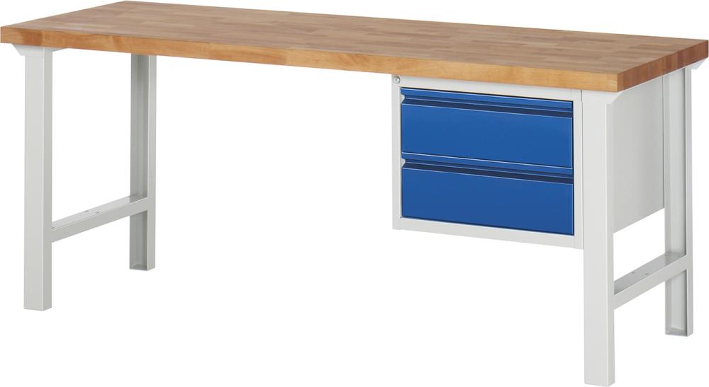 RAU Werkbank Basic B2000xT700xH840mm RAL 7035/5010 BMP: 40mm 2 Schubladen