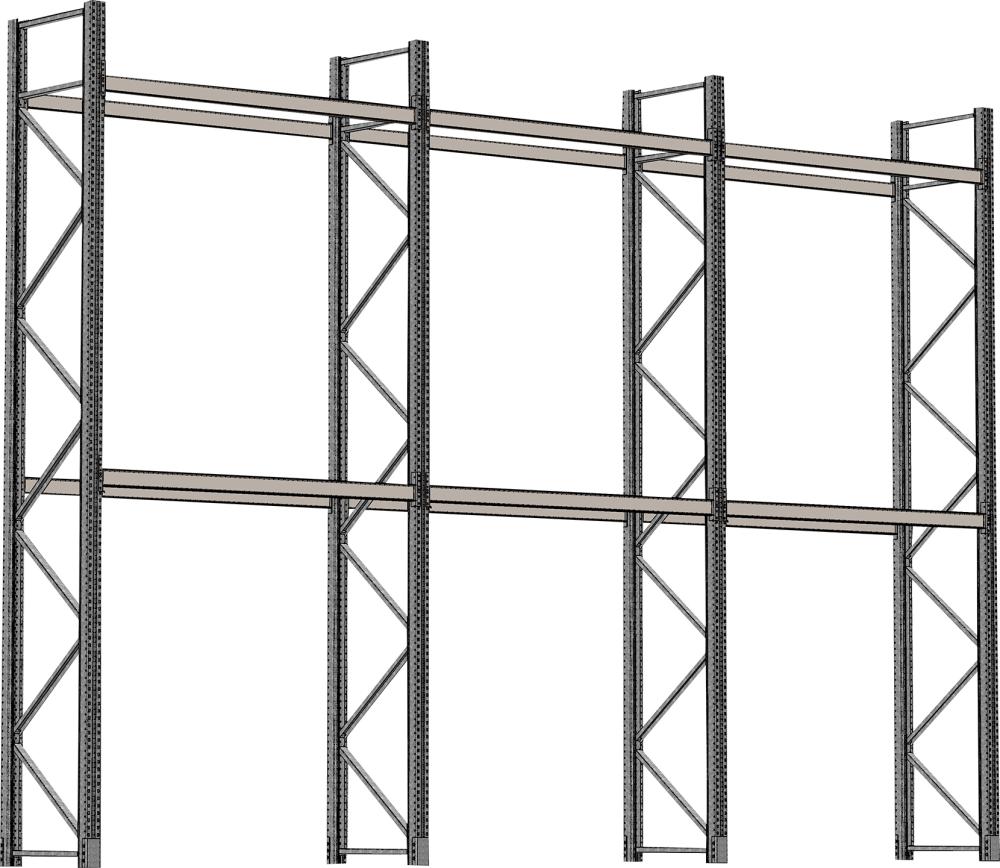 SCHULTE Lagertechnik Palettenregal verzinkt 3 Felder á 2700 mm H 6000xT 1100mm 12 Holme 3000 kg
