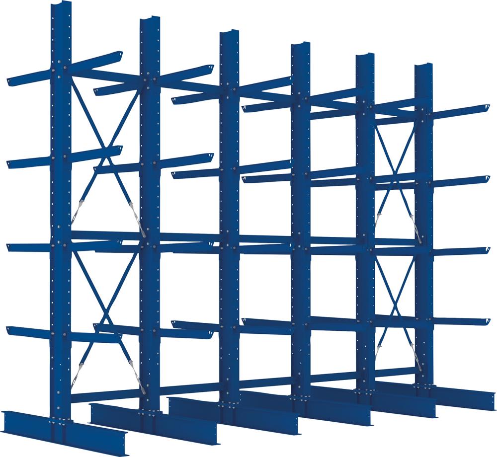META Kragarmregal Heavy B5100xT2x800xH4000 mm doppelseitig RAL 5010 5 Ebenen Traglast 3780kg