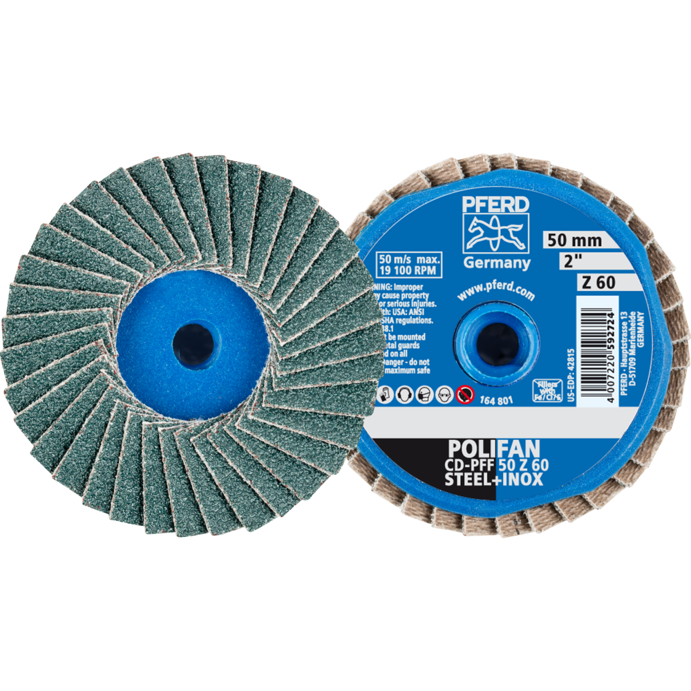 Pferd COMBIDISC Zirkon Mini-POLIFAN CD Ø 50mm Z60 für gehärteten Stahl