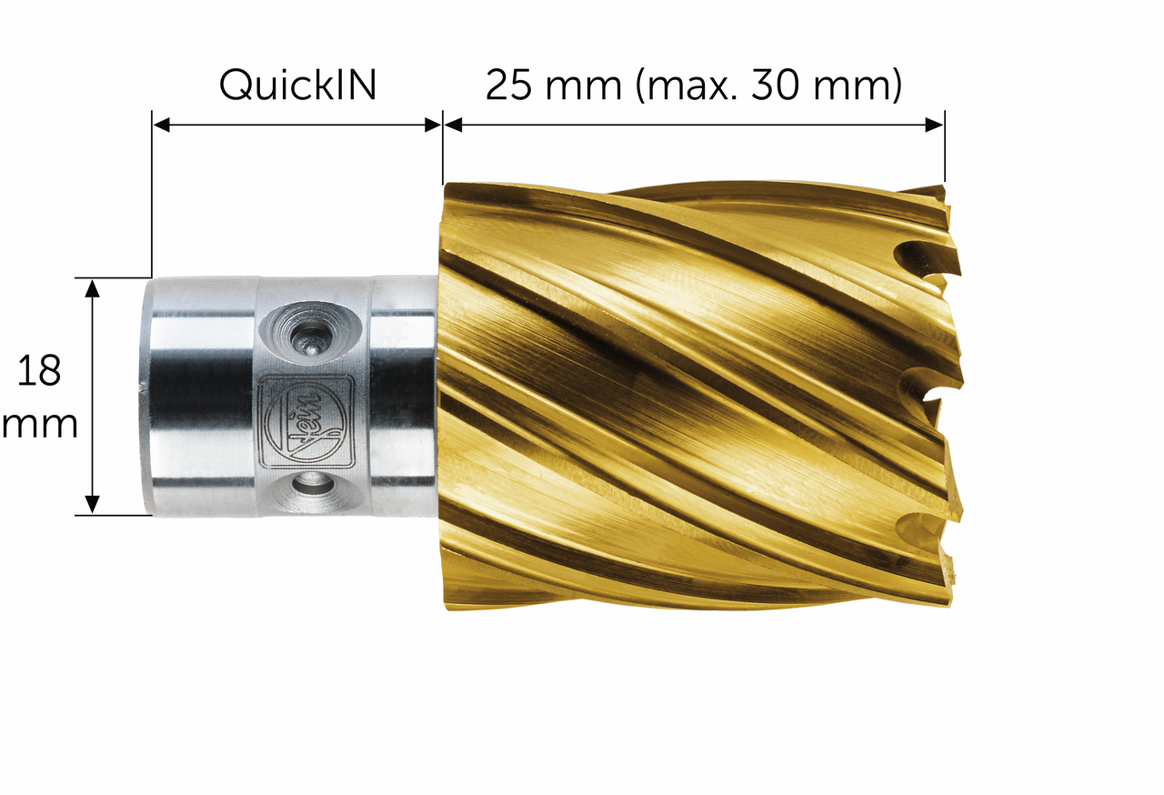 Fein HSS Dura 25 Kernbohrer 18mm TiN QuickIN 25mm Schnitttiefe