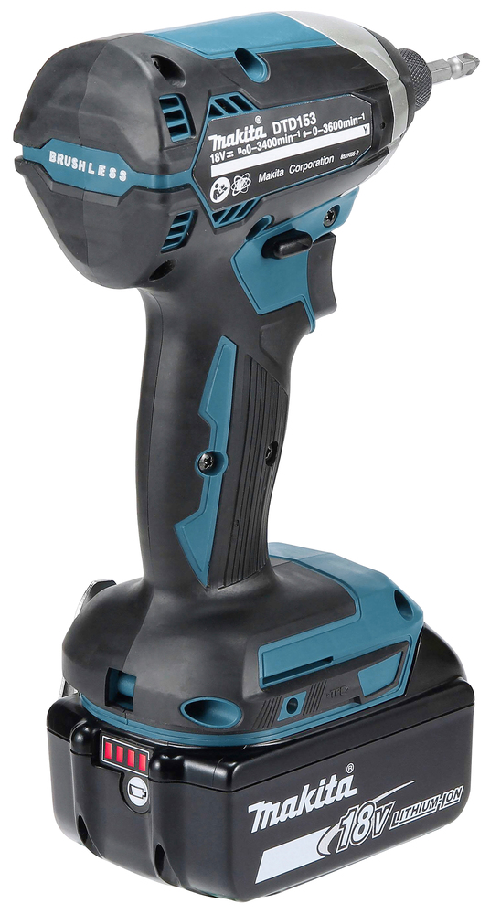 Makita Akku-Schlagschrauber DTD153RTJ 18V 5.0Ah 170Nm bürstenlos mit 2 Akkus und Ladegerät im MAKPAC