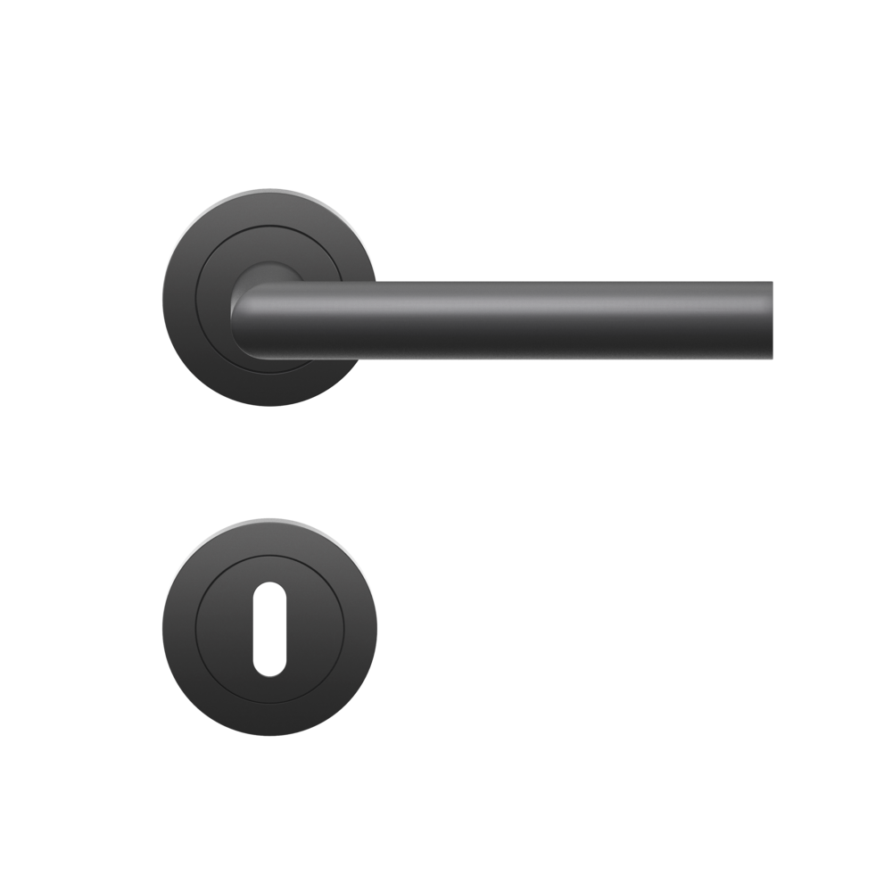 Türbeschlag, Kosmos Schwarz, Karcher Design, Rhodos, ER28 BB0 83, 3-teilige Rosette