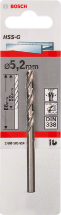 Bosch HSS-G Metallbohrer 5,2 mm DIN 338., Metallbohrer, HSS-G, Spiralbohrer, 5,2 mm, DIN 338