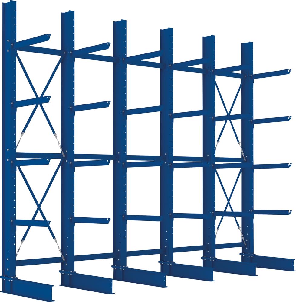 META Kragarmregal Heavy B5100xT800xH4000 mm einseitig RAL 5010 5 Ebenen Traglast 3780kg