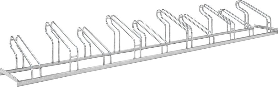 WSM Fahrrad-Bügelparker einseitig, verzinkt L 3500 mm, 10 Plätze