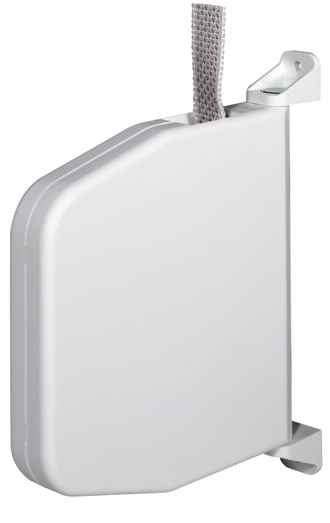 Mini Schwenkwickler aufklappbar weiss m. 5 m Gurt (grau)