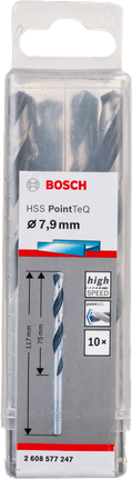 Bosch HSS Twist Drill Bit PointTeQ 7.9mm pack., Metallbohrer, HSS-Spiralbohrer, 7,9 mm, 10er-Set