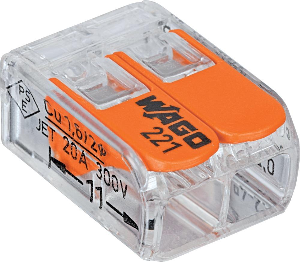 Wago-COMPACT-Klemme 2 x 0,2-4qmm transparent 5 Stueck Btl. m. R.